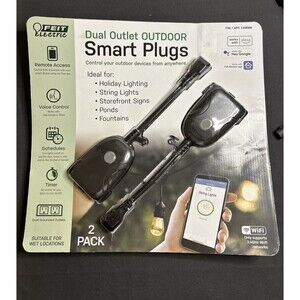 NEW Feit Electric Wi-Fi Dual outlet Smart Outdoor Plug 2 PACK